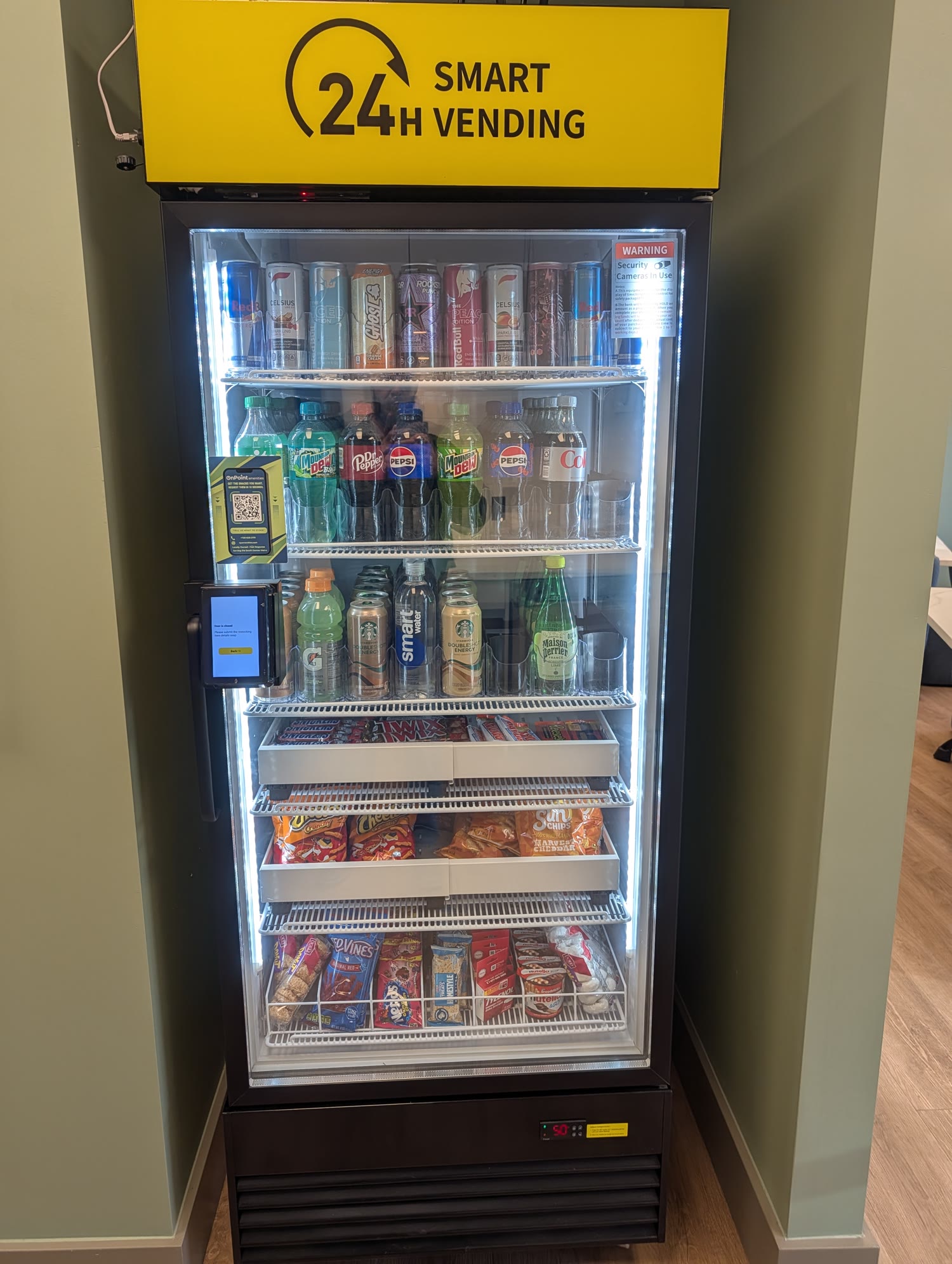 A smart cooler placed to fit a property common area