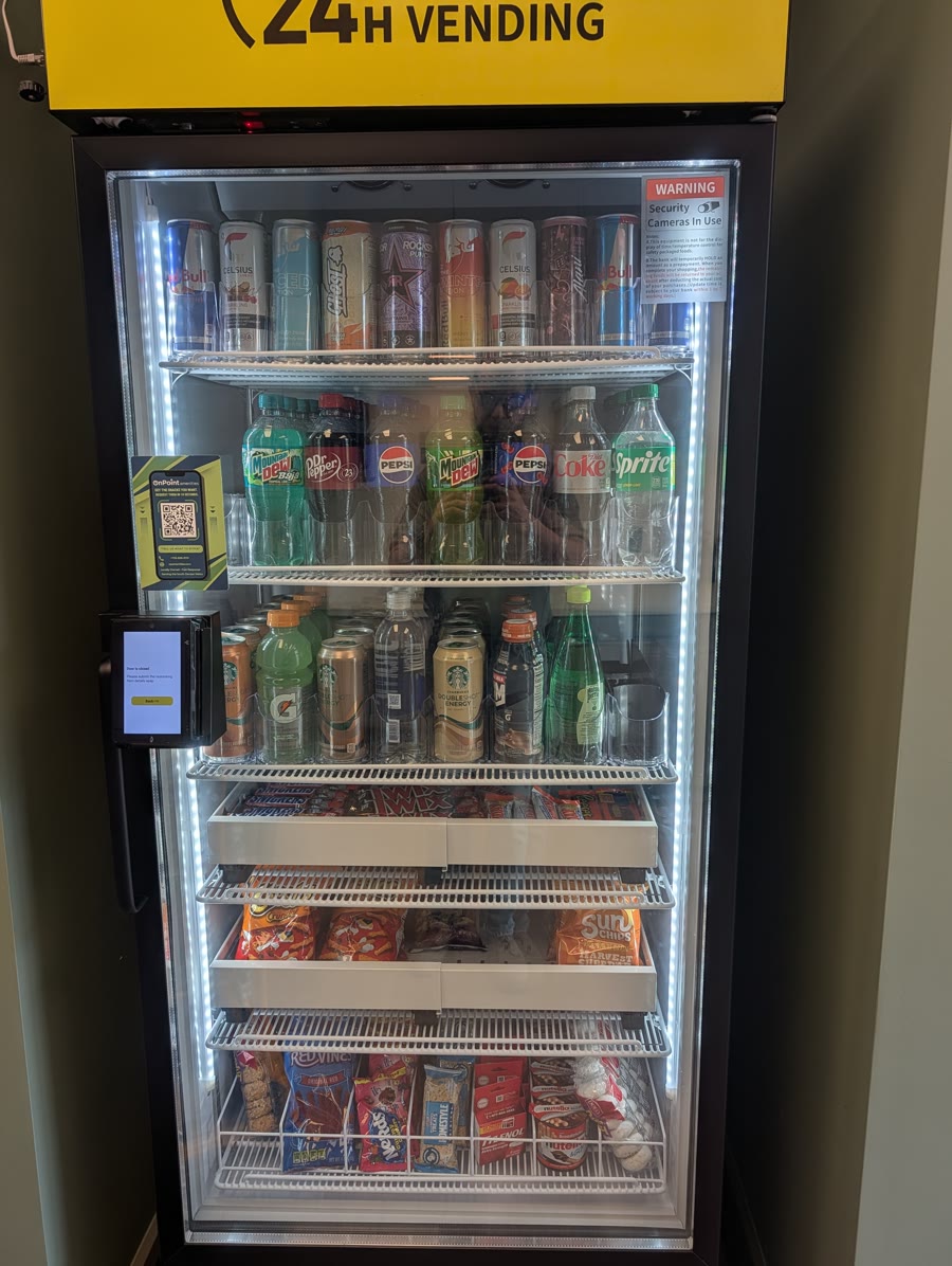 On Point smart cooler, fully stocked, in a multifamily resident lounge