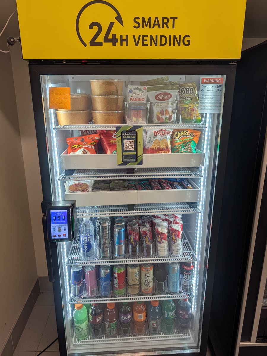 On Point smart cooler with fresh food in an office breakroom